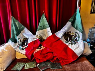 Mexico flag with pole 3 by 5 feet