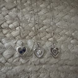 Sterling silver diamond heart necklaces 