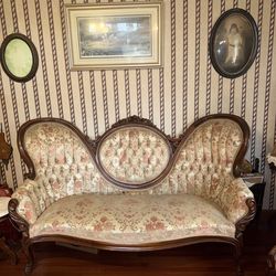 Complete Victorian Marble-Top Parlor Set 7 Piece