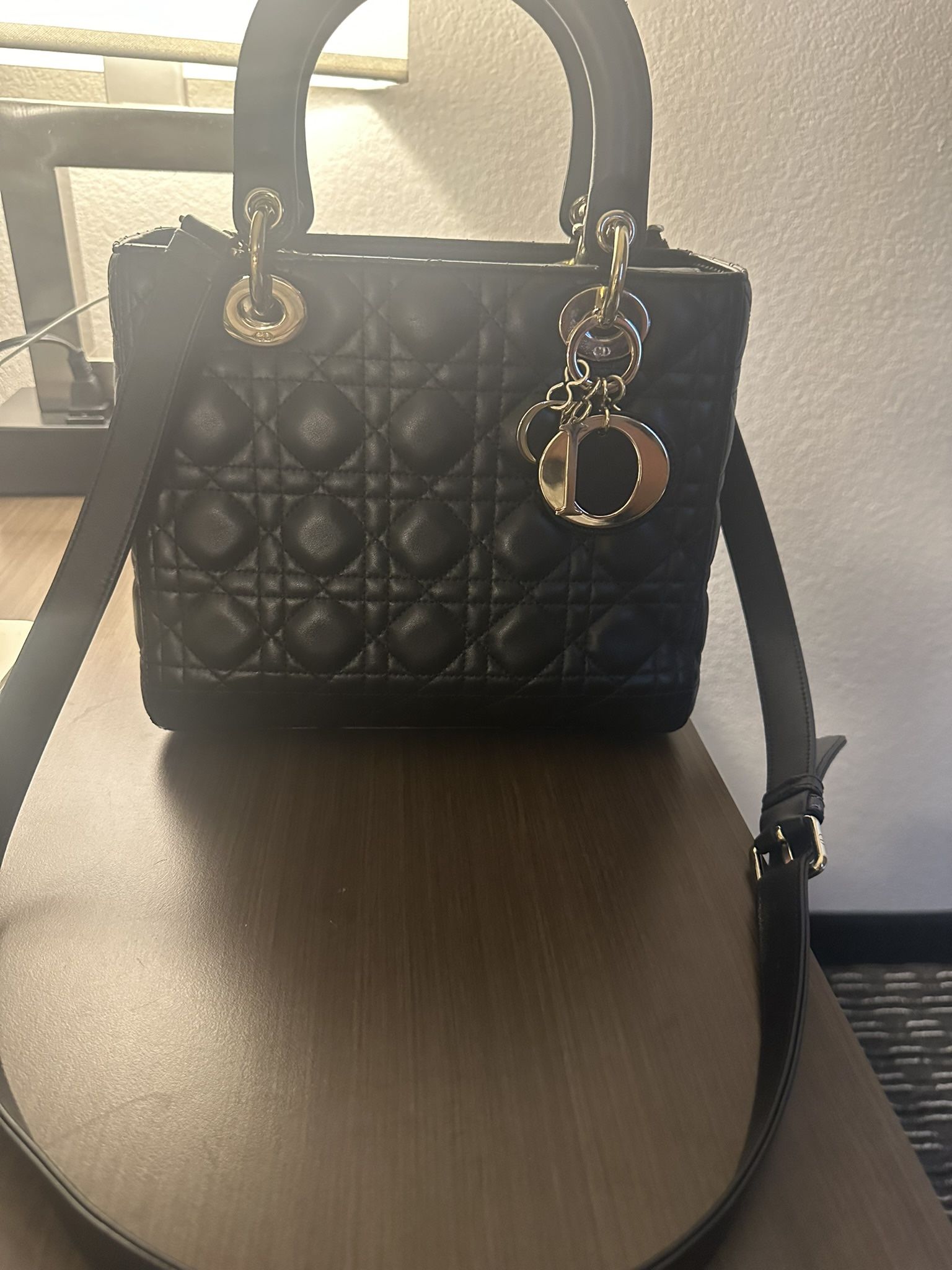 Black Lady Dior Lambskin Medium