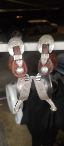 Genuine vintage Garcia elko nev. Silver overlay spurs