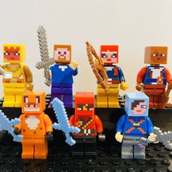 Minecraft Minifigures Gamers Pixel Men Set| New Custom LEGO Compatible Toy