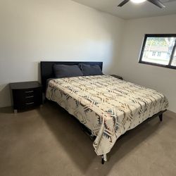 Black mid-century modern king bed