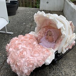 Pink Rose Car Seat Cover Blanket