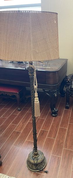 Heavy Old Lamp With Angels On Base