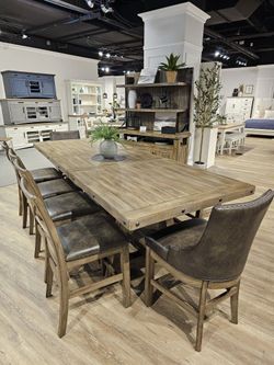 Solid Wood Transitional 8 Pc Counter High Dining Collection!