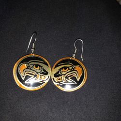 Seahawk/Indian Style Copper Earrings 