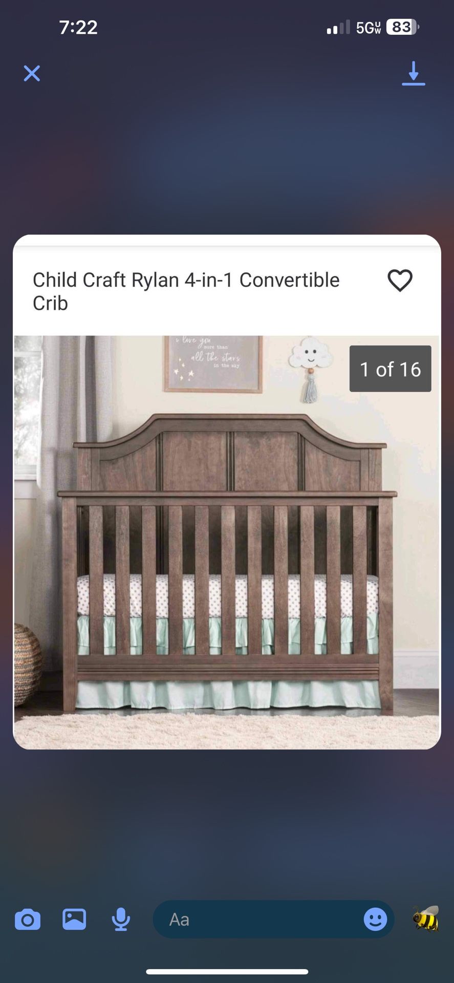 Baby Crib (dark Brown ) 