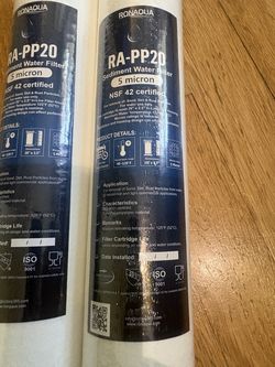 (2) New Ronaqua RA-PP20 Sediment Water Filters 20" x 2.5" (5 Micron)