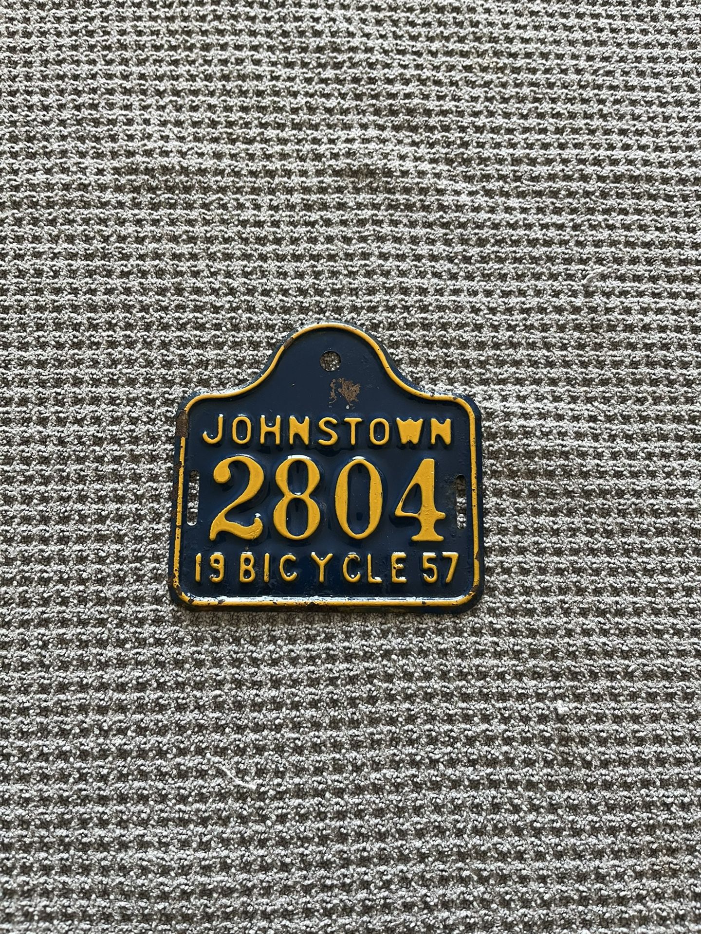 Vintage Bicycle License Plate 1957