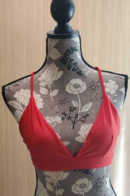 Criss Cross Bikini Top Red Small