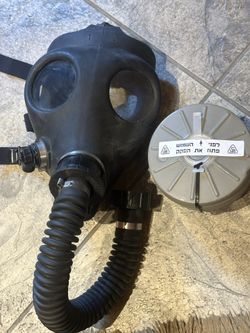 Vintage Israeli Gas Mask & Filter Canister