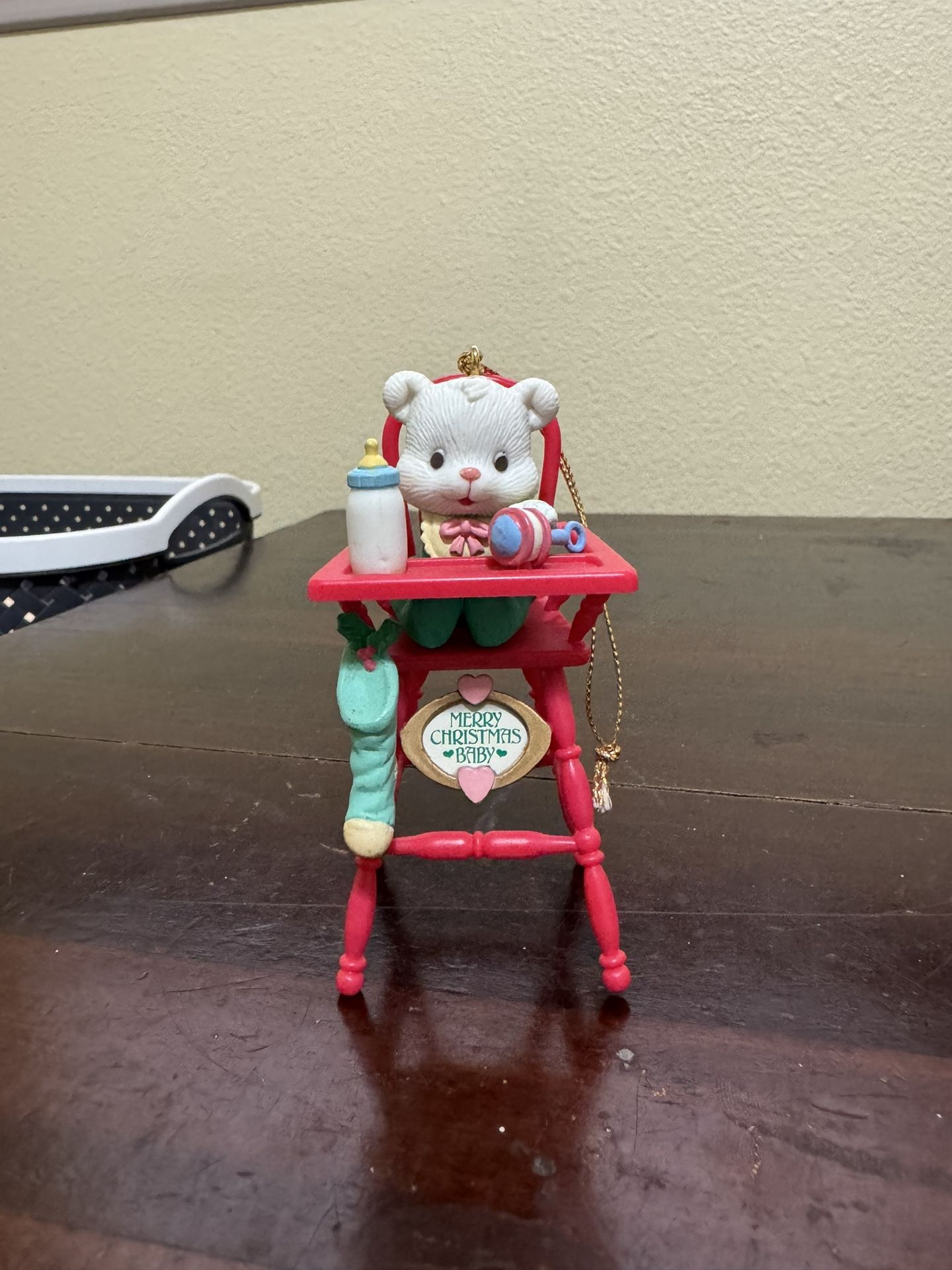 Vintage 1994 Merry Christmas Baby Holiday Ornament High Chair 