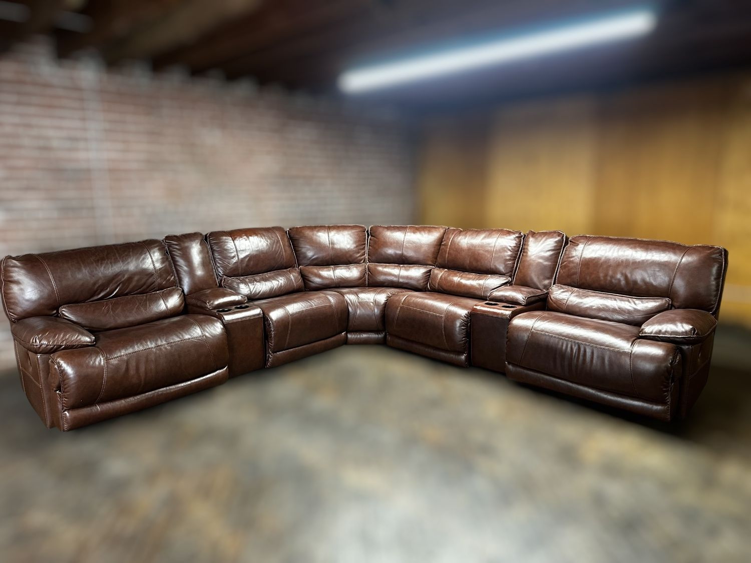 Free Delivery- Ashley Leather 7pc recliner sectional couch sofa
