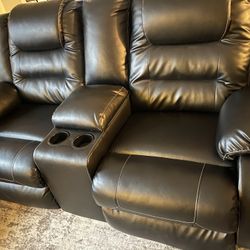 Leather Reclining Couch & Loveseat Set - $1000 (Pickup Required)