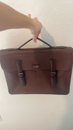 Ted Baker Leather Messenger Briefcase Laptop Bag Brown