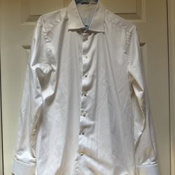 Men’s Eton White Signature Twill Contemporary Dress Shirt - Pointed Size 17 1/2