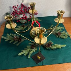 Vintage Party Light Brass Quartet Candle Holder 