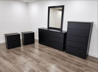 Dresser Whit Mirror,  Chest and 2 Nightstands  - Cómoda con Espejo, Gavetero Y 2 Mesitas de noche