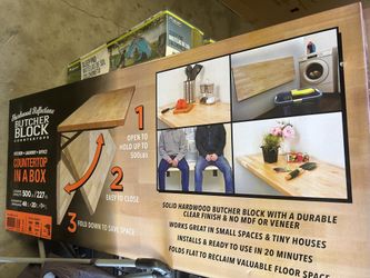 Butcher Block Hardwood  Folding Countertop
