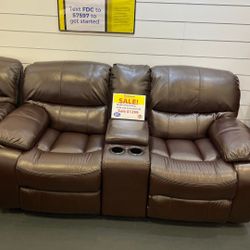 Madrid Brown Leather Reclining Sofa/Loveseat Sets---$1299---Wow!!!---Delivery Available 