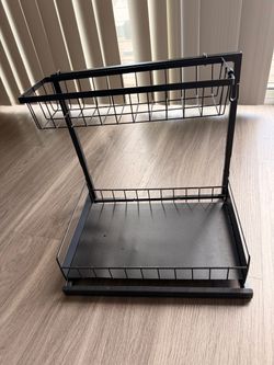 (2 pack) 2-Tier Black Metal Under the Sink Rack