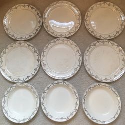 Vintage China pattern “1825” from Taylor Smith & Taylor (3) Rimmed soup bowls & (6) Luncheon Plates 