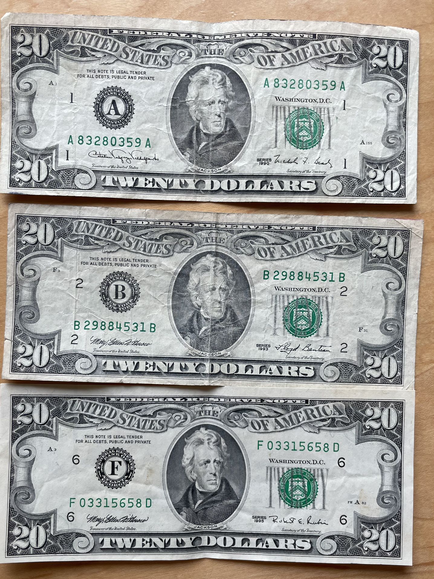 1(contact info removed) TWENTY DOLLAR Vintage Federal Reserve Bills ($40 Each OBO)