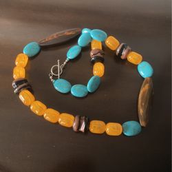 Baltic Amber, Turquoise and Other Beads Necklace 