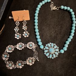 Turquoise Flower Set