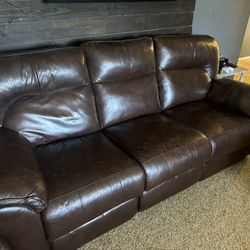 Dual Reclining Couch Real Leather