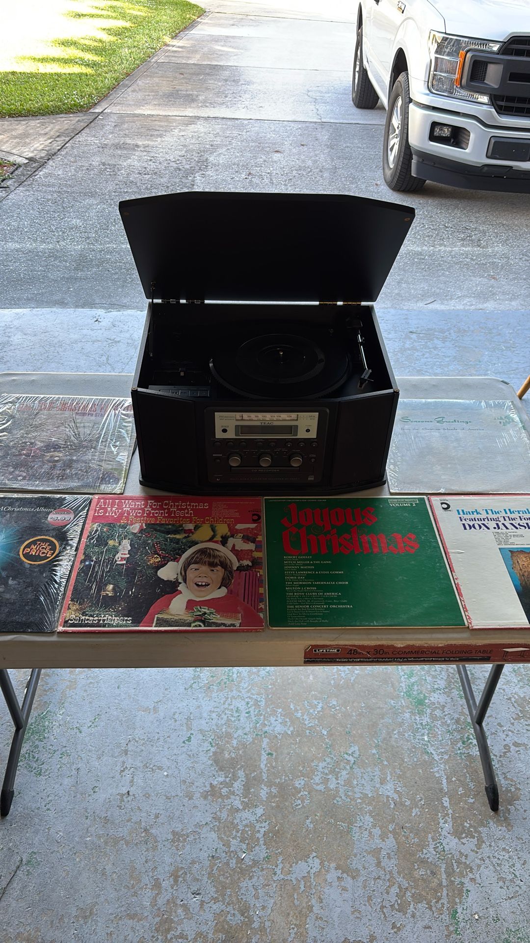 Record Player With Christmas Albums 