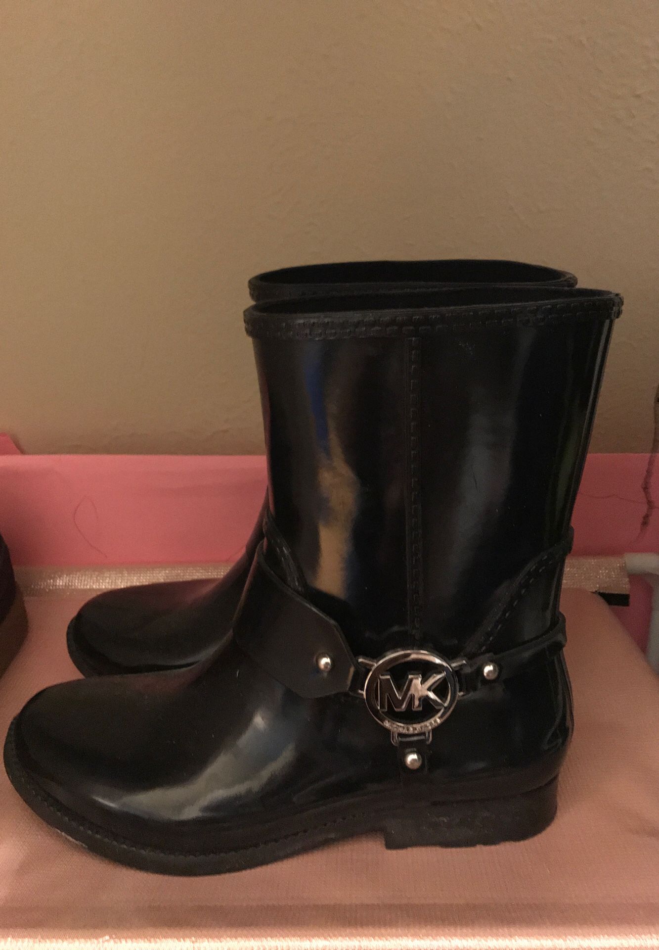 Michael Khors Leather Rain Boots