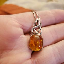 Sterling Amber Necklace