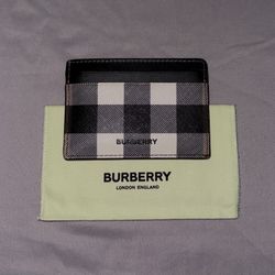 Burberry Check And Leather Card Case