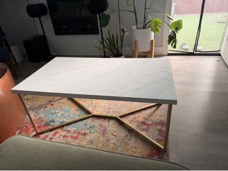 Modern Faux Marble Coffee Table – Gold Frame – Great Condition