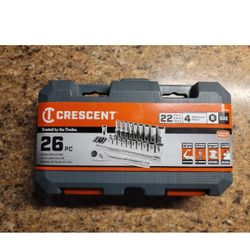 Crescent 1/4" Drive SAE Mechanic's Socket Set - 26 Piece, Brand New ,FIRM