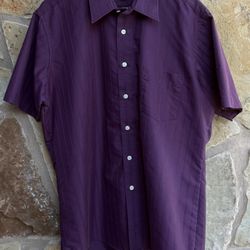 Men’s David Taylor Purple (Plum) Short Sleeve Dress Shirt - Size 16 