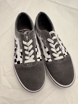 Vans Kid'sWard Flame Check Grey Pewter/White Skate Shoes - Size 5y