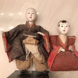 Japan Japanese Vintage Figure Kimono Samurai Hino Maturi  Doll Figurine Stand 