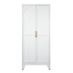 71'' 2 Shapely Doors Cabinet, Metal Storage Cabinet with Doors and Adjustable Shelves, for Bedroom, Living Room, Kitchen(White)