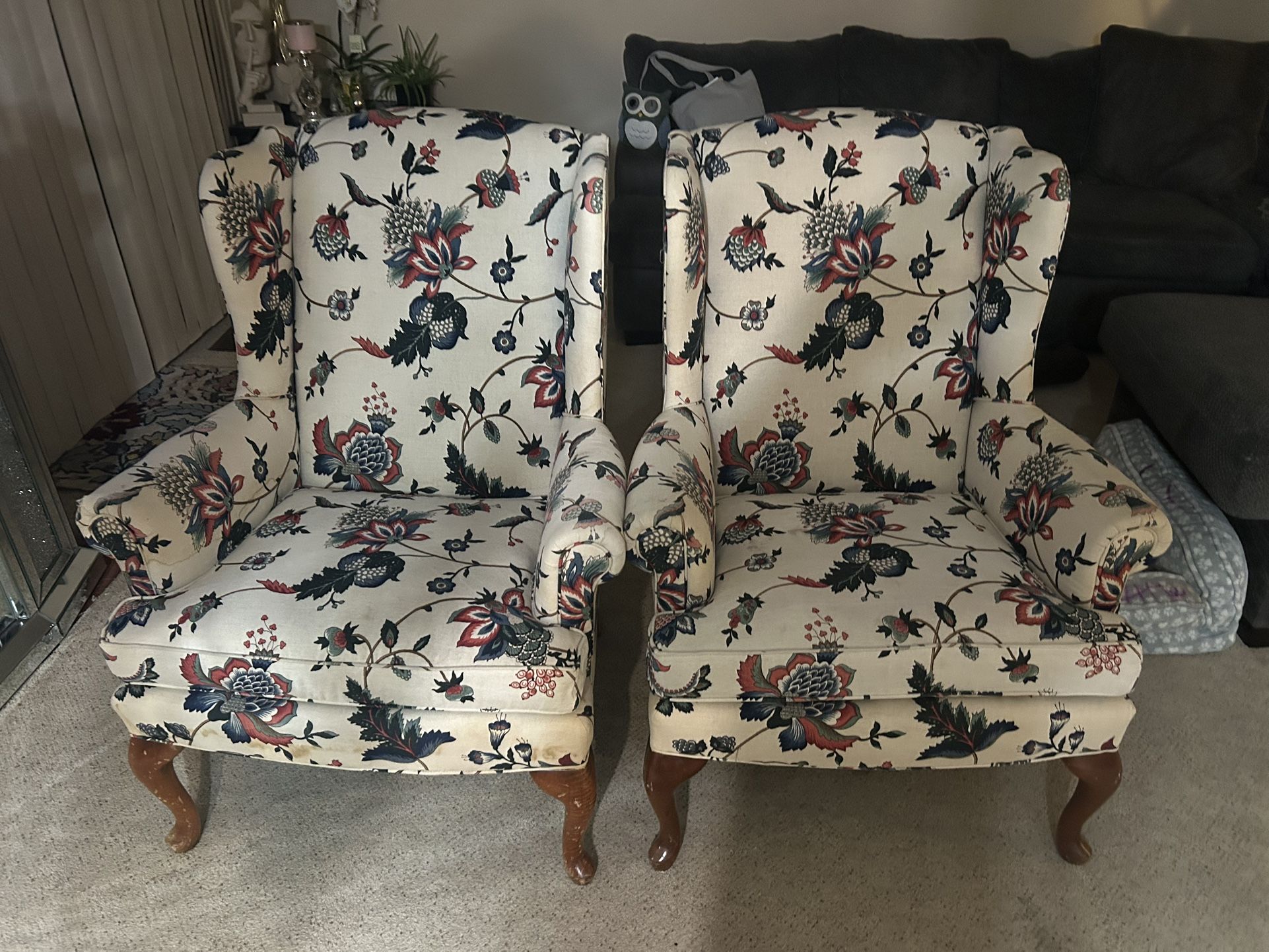 Two Cushion Flower Design Chairs