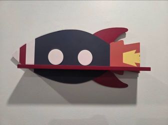 Kids space decor, shelf, stool, wall art