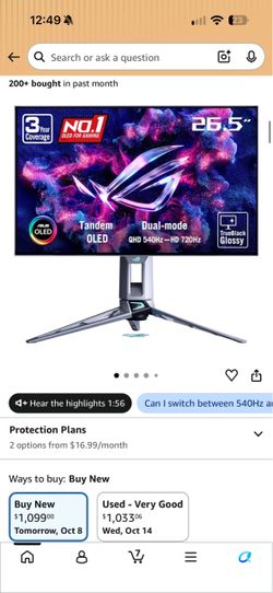 ASUS ROG 26.5" Tandem OLED Gaming Monitor