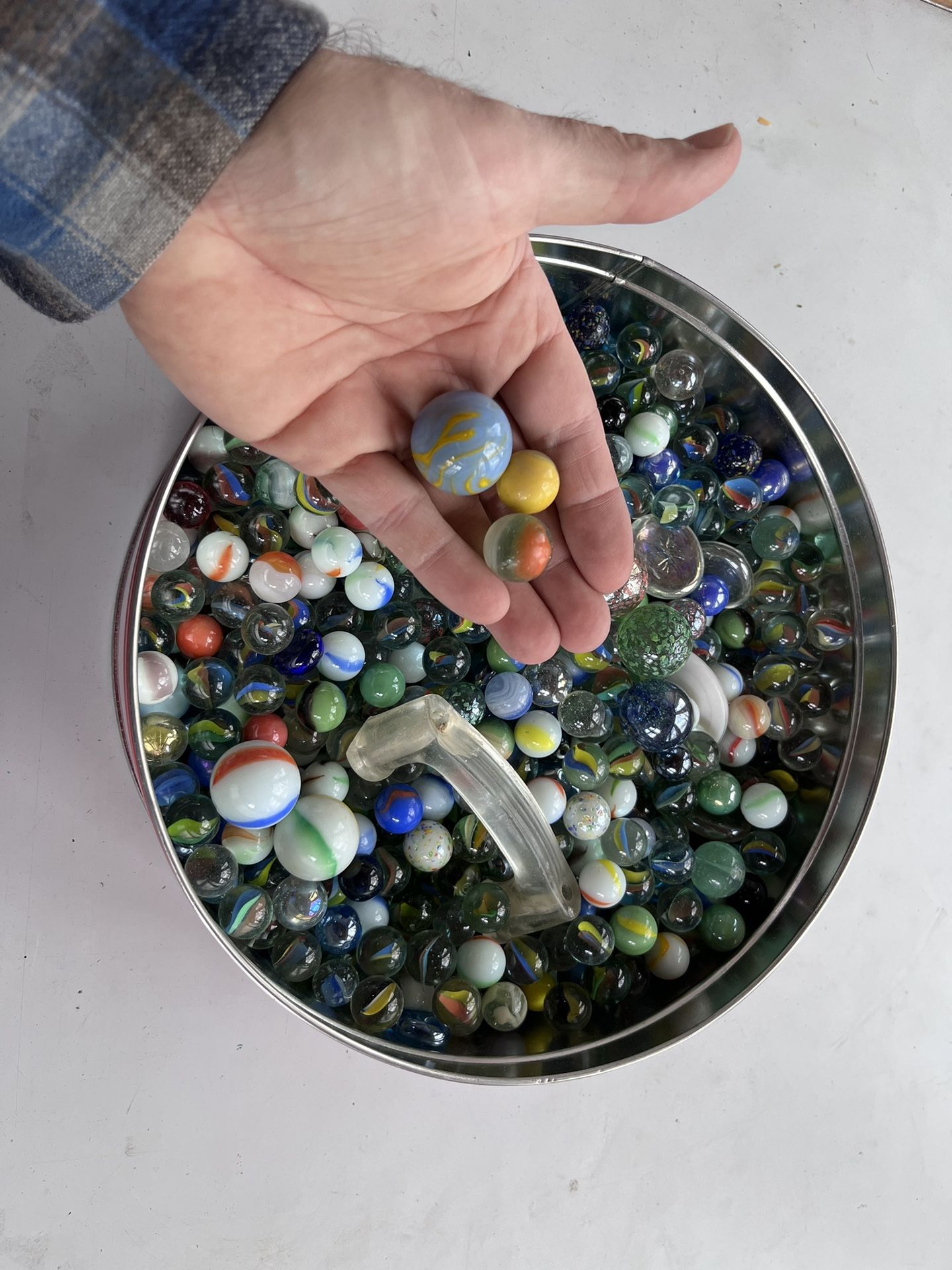 Tin Of Glass Marbles 