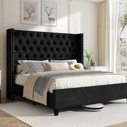 Full Size Black Velvet Bed frame