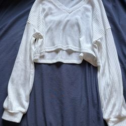 Shien White Cropped Shirt S