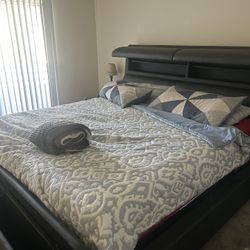 (I Have 2SETS OF KING Box Spring Mattress 300 EACH  )With Head Board And Foot Board Storage 