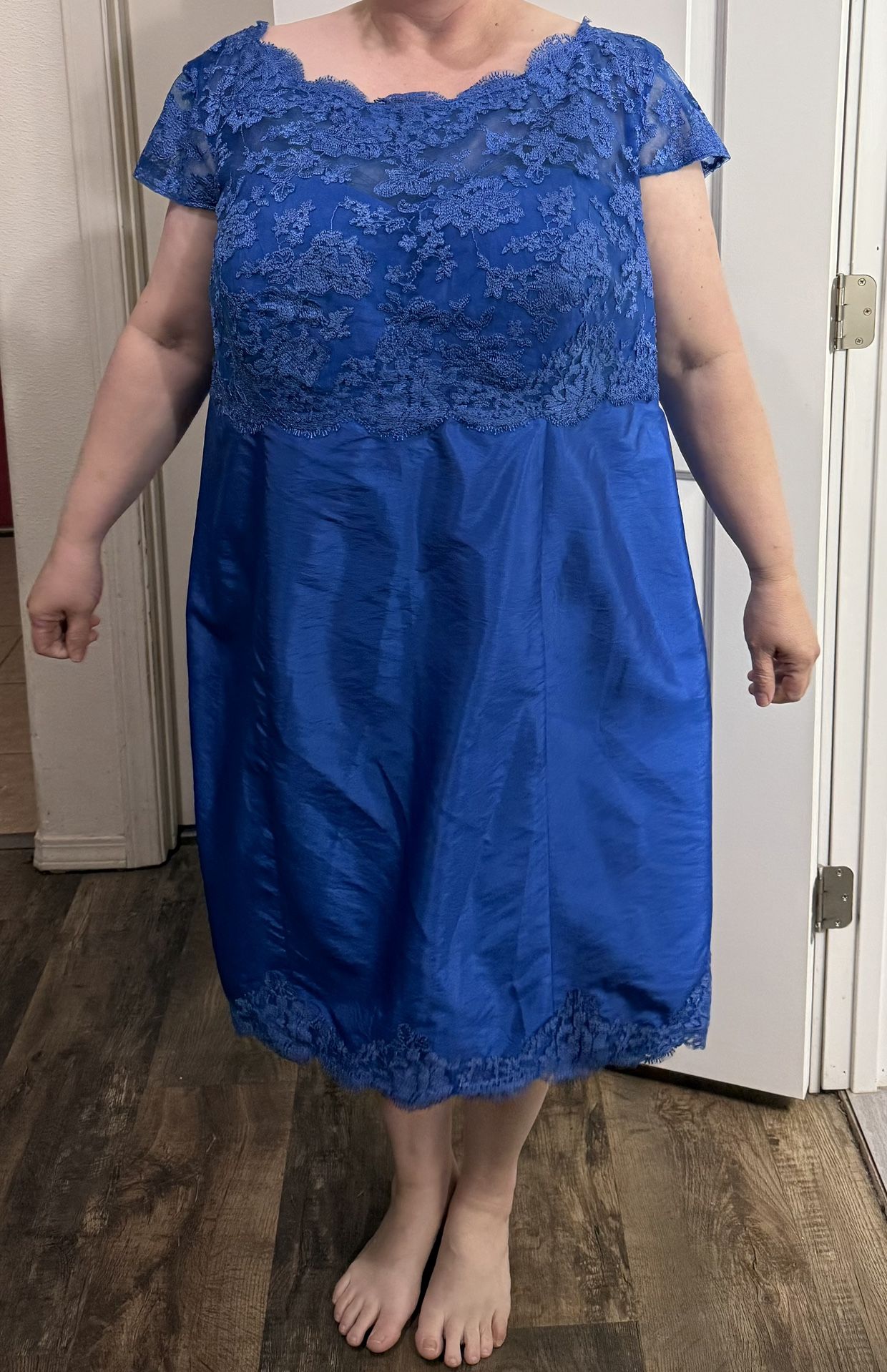 Custom Plus Formal Dress Size 28, 30, 32 Royal Blue Lace With jacket