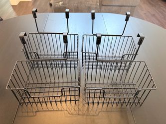 Set of 4 Like New Black Over-Cabinet Wire Storage Baskets